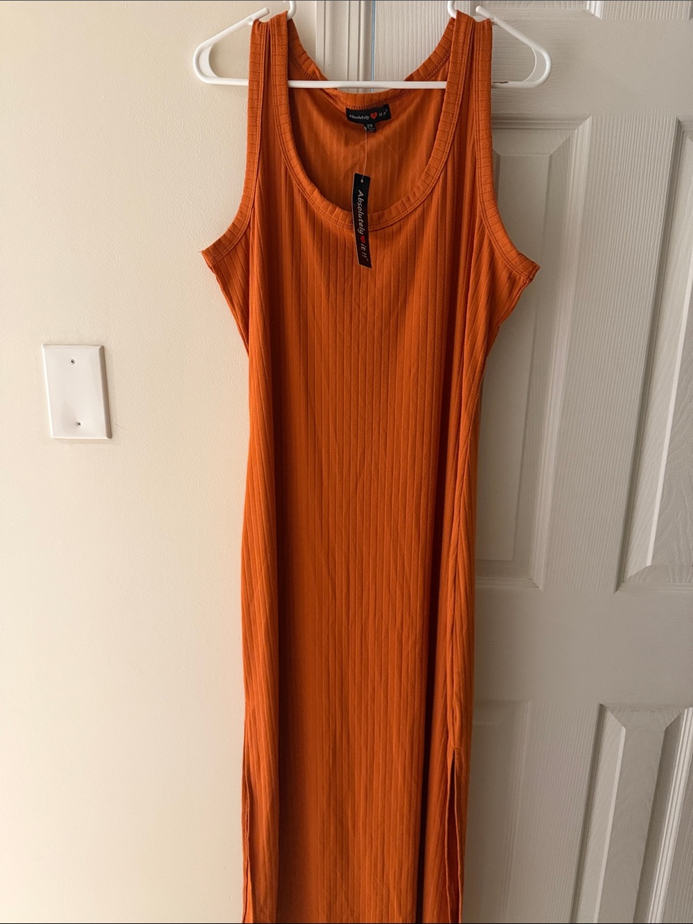 plus size orange ribbed maxi dress